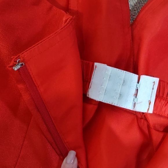 Red Strapless Mermaid Gown with Rhinestone Embellished Front Band - Picture 11 of 16